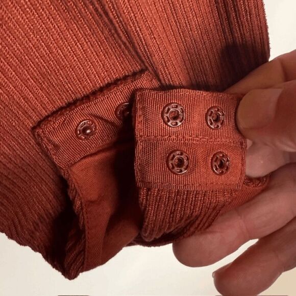 All Saints Women's Molly Ribbed Long Sleeve Bodysuit Berry Red Size 10 - Picture 8 of 9
